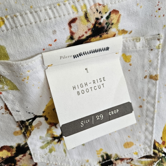 NWT Anthropologie High Rise Bootcut White/yellow jeans Size 29 - Picture 6 of 11